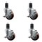 Service Caster 3.5'' SS Maroon Poly Swivel 1-5/8'' Expanding Stem Caster Set with Brake, 4PK SCC-SSEX20S3514-PPUB-MRN-TLB-158-4 - alternate 1